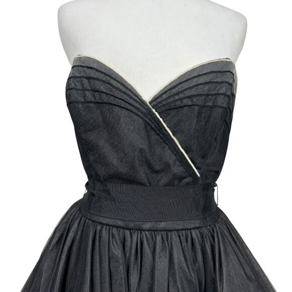 Vintage Y2K Betsey Johnson Tulle Strapless Dress 8 Black Cocktail Party Retro - Picture 3 of 9
